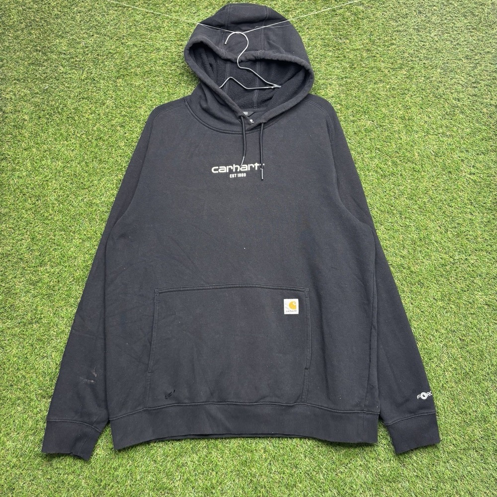 Carhartt Hoodie Sweatshirt Men XL Loose Fit Pullover Workwear Spellout Logo